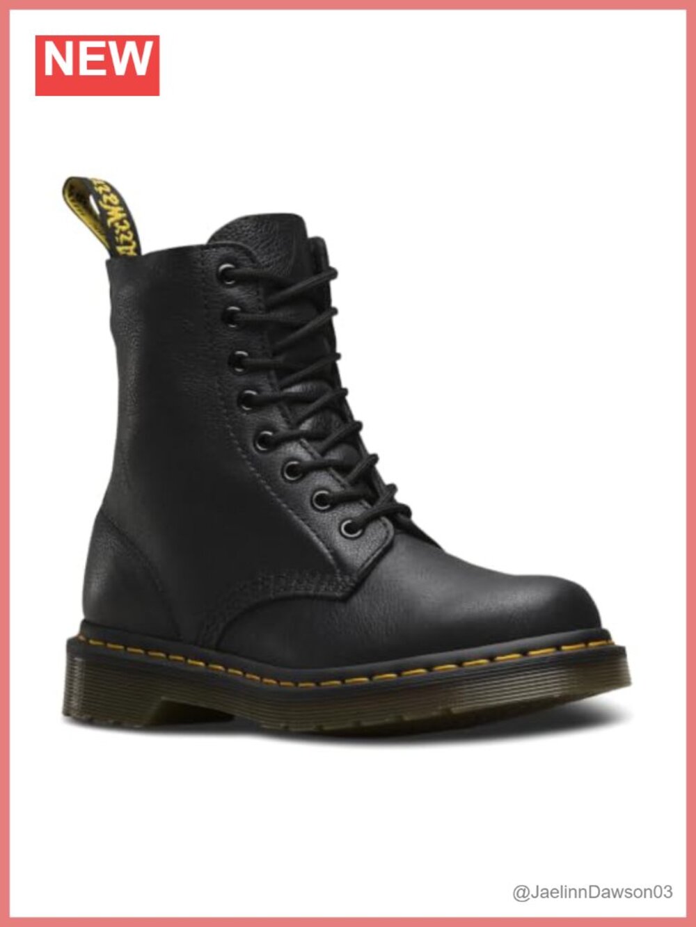 Leather Combat Boots Ankle Bootie Yellow Stitch Air Cushioned Sole